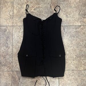 Lovers + Friends Black Lace-Up Dress